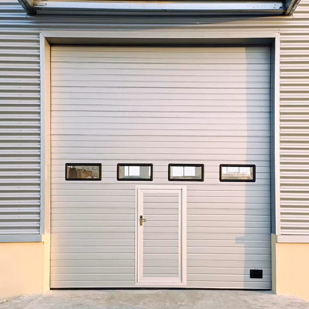 Warehouse Electric Sectional Garage Door Automatic Overhead Door with with Pedestrian Door Access