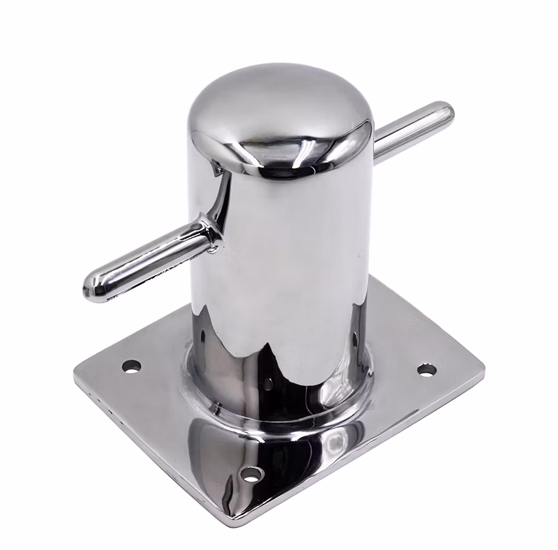 Customized Precision Casting 316 Stainless Steel Jetty Marina Hollow Base Cleat Single Cross Boat Dock Mooring Bitt Bollard