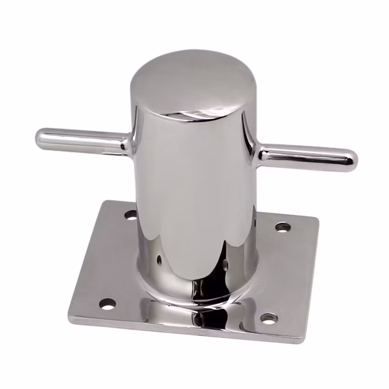 Customized Precision Casting 316 Stainless Steel Jetty Marina Hollow Base Cleat Single Cross Boat Dock Mooring Bitt Bollard