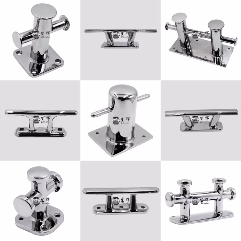 Customized Precision Casting 316 Stainless Steel Jetty Marina Hollow Base Cleat Single Cross Boat Dock Mooring Bitt Bollard