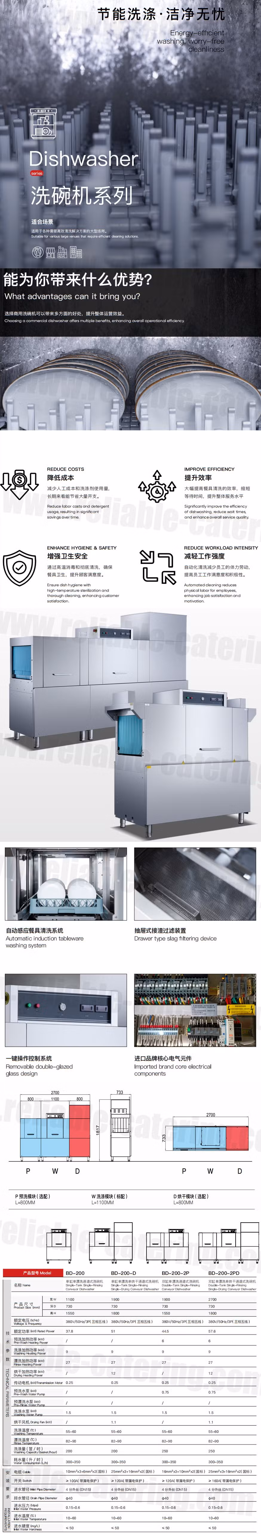 Kitchen Luxury Automatic Stainless Steel Freestanding Smart Professional Dishwasher for Home Dishwasher Machine Basket Conveyor Washing Machine/Automatic Dish