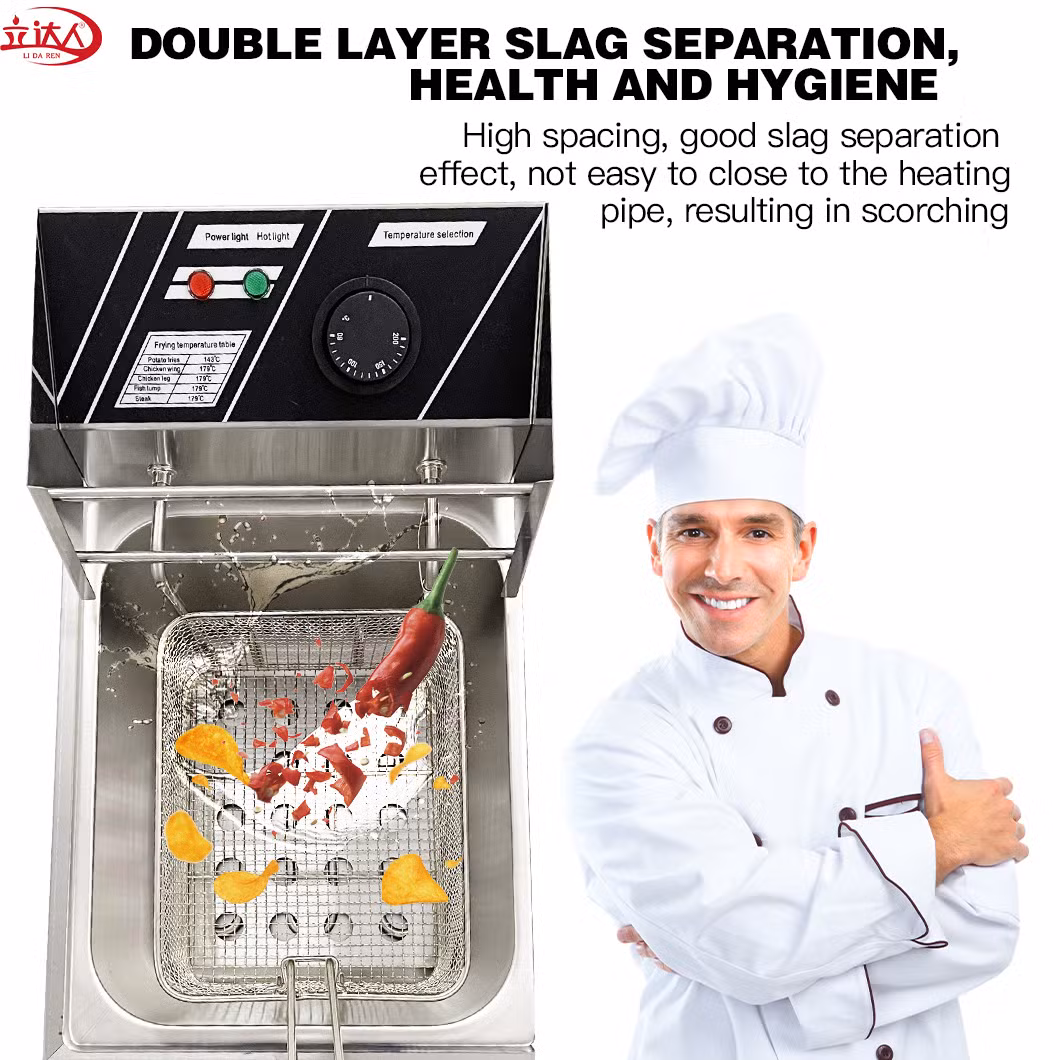 CE Approved 2kw Hotel Amenities Commercial Stainless Steel One-Cylinder One-Basket Deep Fryer Could Able to Make Delicious Chips, Fired Chicken, Donut