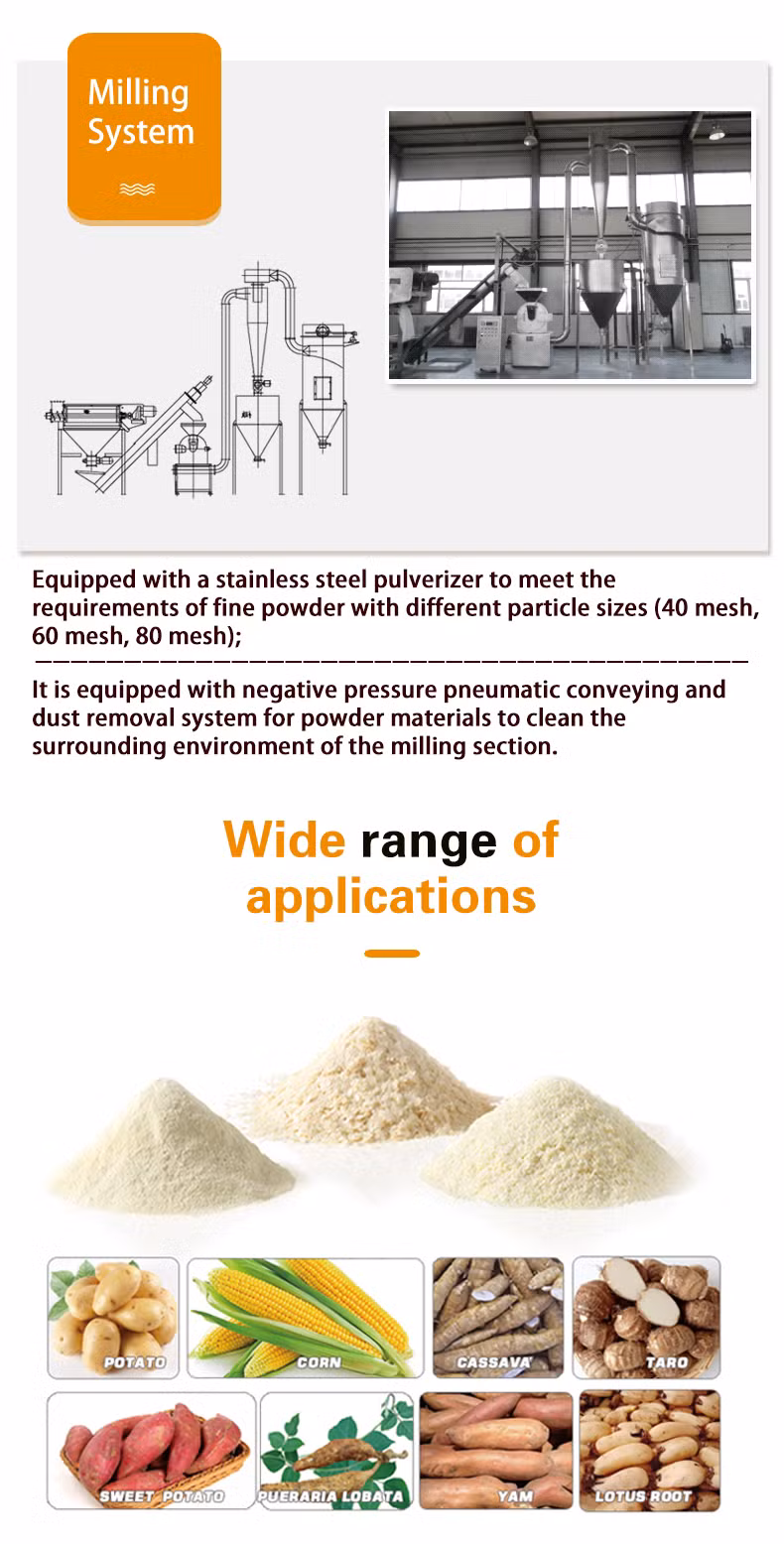 High Quality Potatoes Powder Production Line Cassava Sweet Potato Flour Making Processing Machine