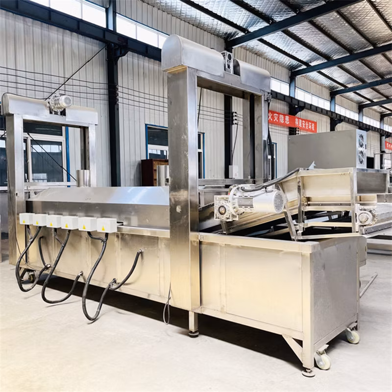 Industrial Gas Heating Chicken French Fries Deep Continuous Frying Machine Potato Banana Chips Electric Type Fryer Machine Price on Sale Food Snack Machinery