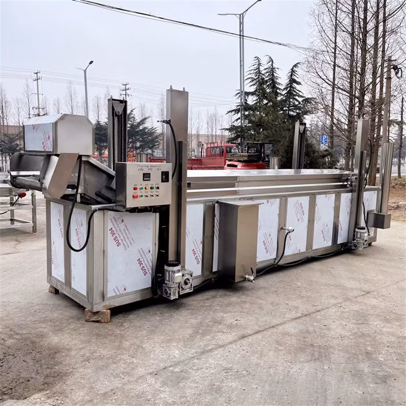 Industrial Gas Heating Chicken French Fries Deep Continuous Frying Machine Potato Banana Chips Electric Type Fryer Machine Price on Sale Food Snack Machinery