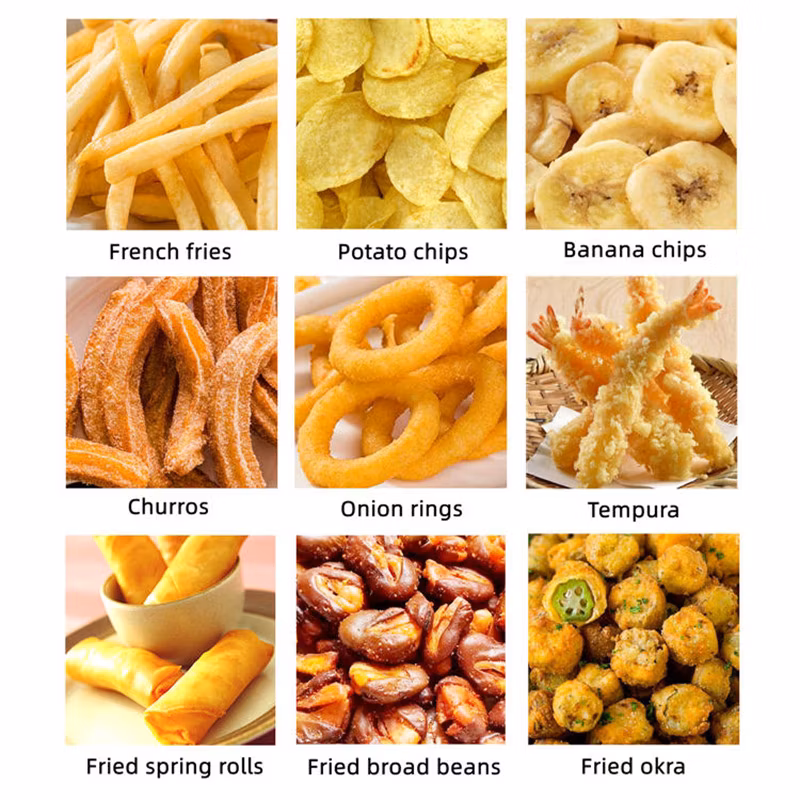 Industrial Gas Heating Chicken French Fries Deep Continuous Frying Machine Potato Banana Chips Electric Type Fryer Machine Price on Sale Food Snack Machinery