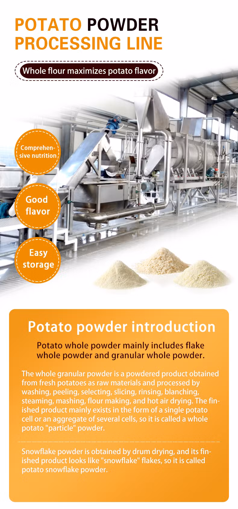 High Quality Potatoes Powder Production Line Cassava Sweet Potato Flour Making Processing Machine
