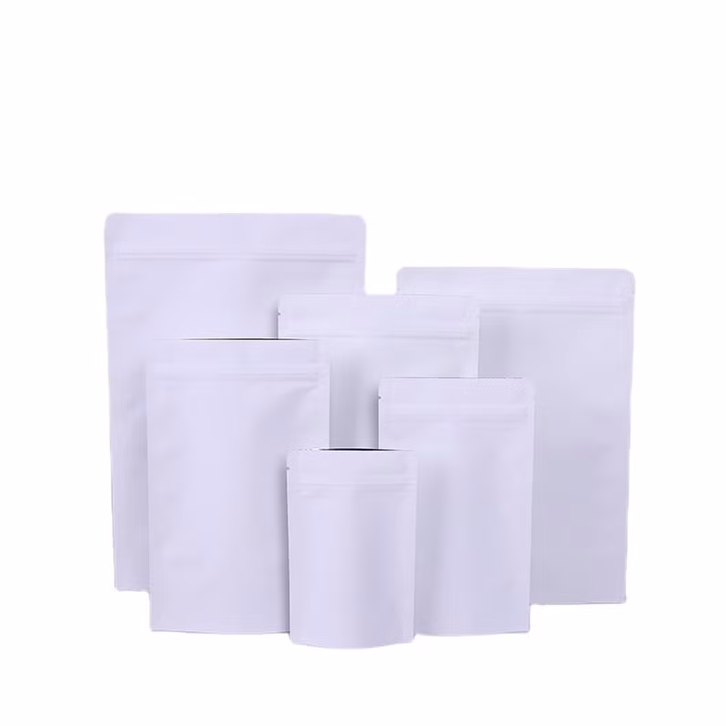 White Stand up Kraft Paper Aluminum Foil Ziplock Bags with Clear Plastic Window Pouches for Storage Dried Food Coffee Salt Candy