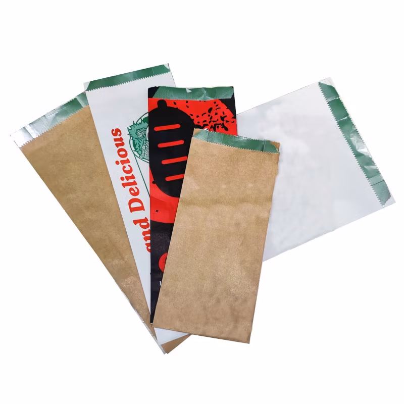 Custom Printed Aluminum Foil Lined Paper Bag for Burger Kebab Hot Dog
