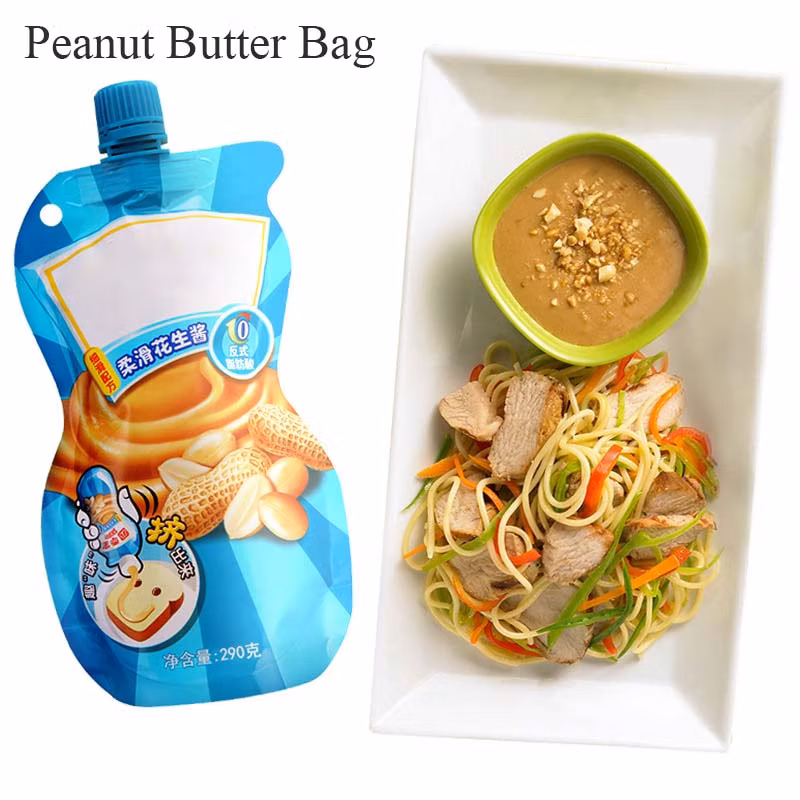 Factory Aluminum Foil Butter Peanut Butter Bag Standing Bag with Spout Liquid Sauce Bag