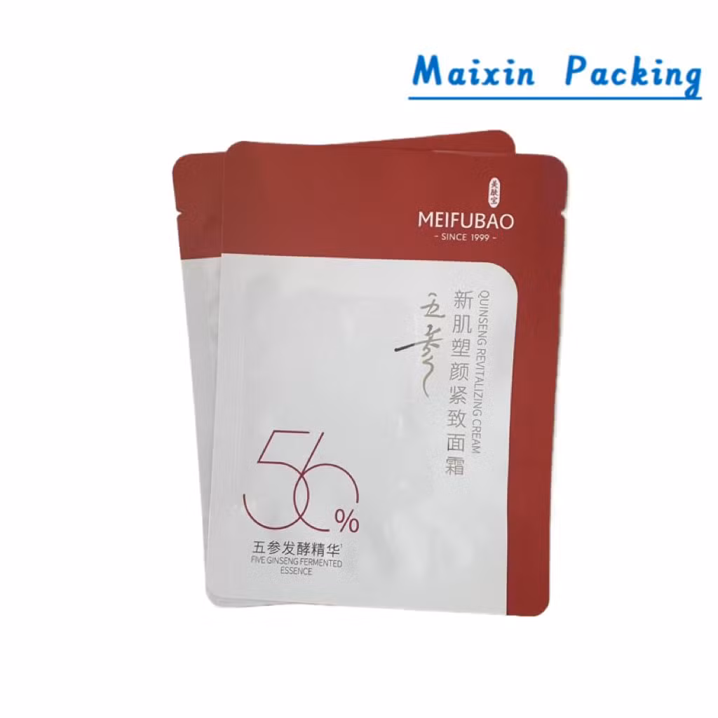 Customized Aluminum Matte Finish Plastic Facial Mask Special Shaped Cosmetic Packaging Bags