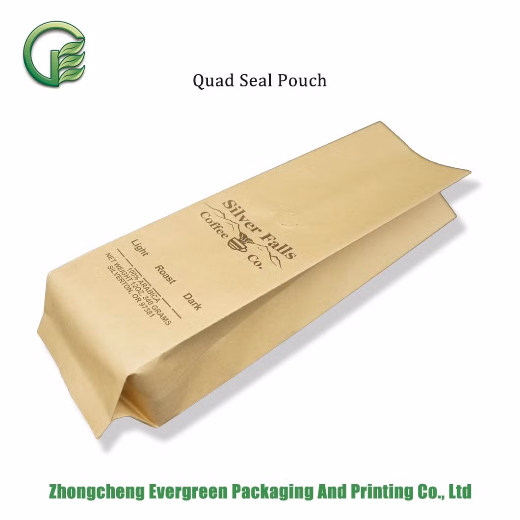 Customized Grain Powder Quad Seal Pouch Fried Chicken Chip Packing Bag
