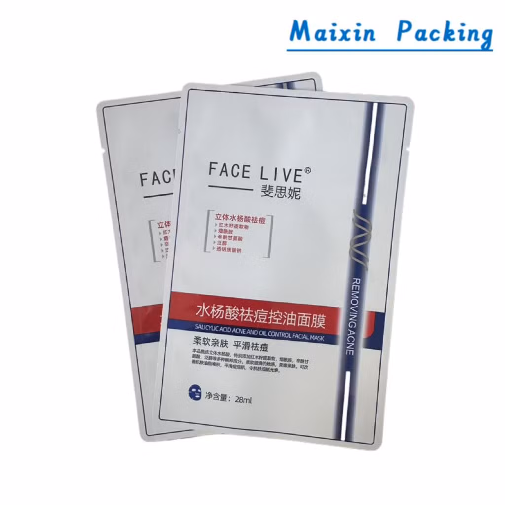Customized Aluminum Matte Finish Plastic Facial Mask Special Shaped Cosmetic Packaging Bags