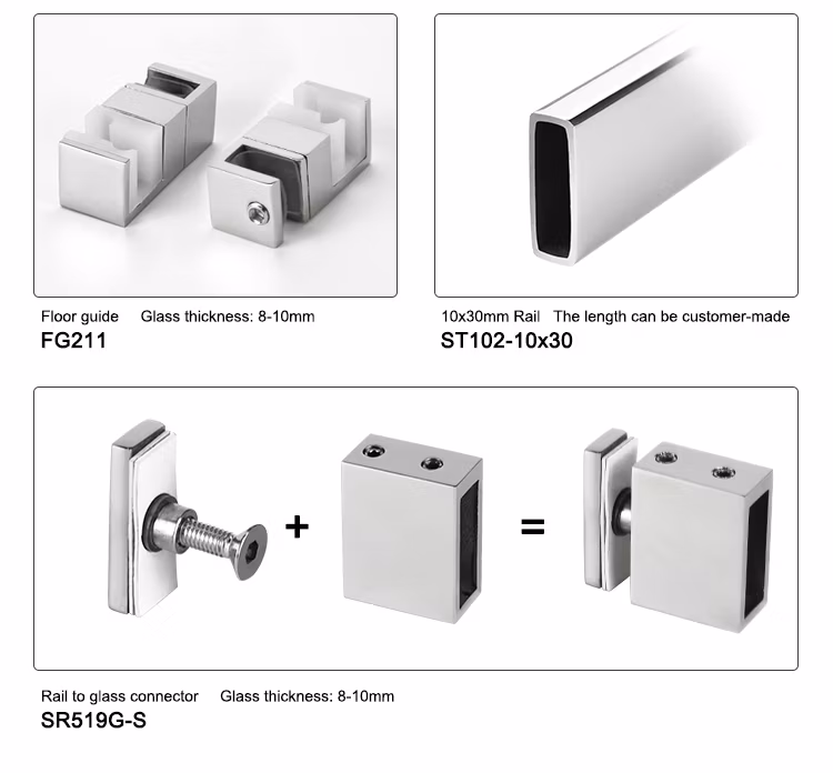 10X30 Rail Sliding Door System Frameless Glass Door Hardware with Cover Cap