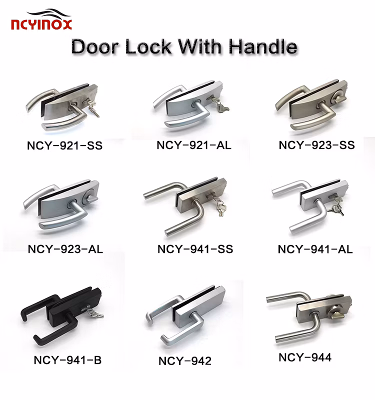 High Quality Black Glass Door Handle with Brass Key Lock Lock Door Handle Commercial Door Locksglass Door Lock Handle Glass Door Lock
