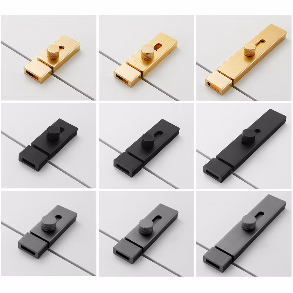 Aluminum Alloy Screw or Adhesive Install Black Gold Grey Tower Door Bolt Door Guard