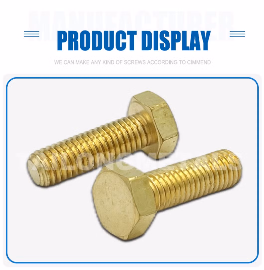 Premium Solid Brass Hex Bolt for EV Charging Systems Hexagon Bolt Threaded Rod