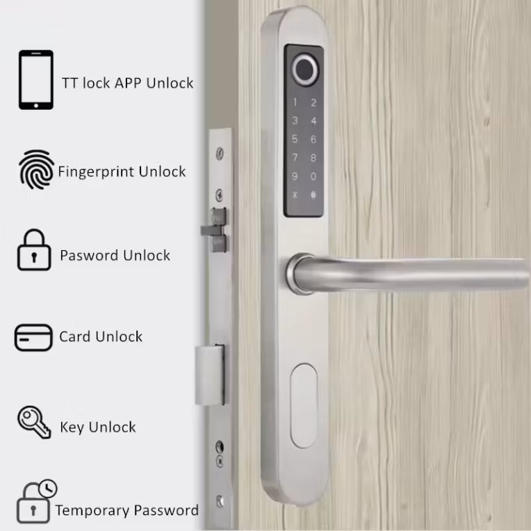 Ttlock Smart Aluminum Door Fingerprint Password Narrow Gate Digital Smart Lock for Sliding Glass Door