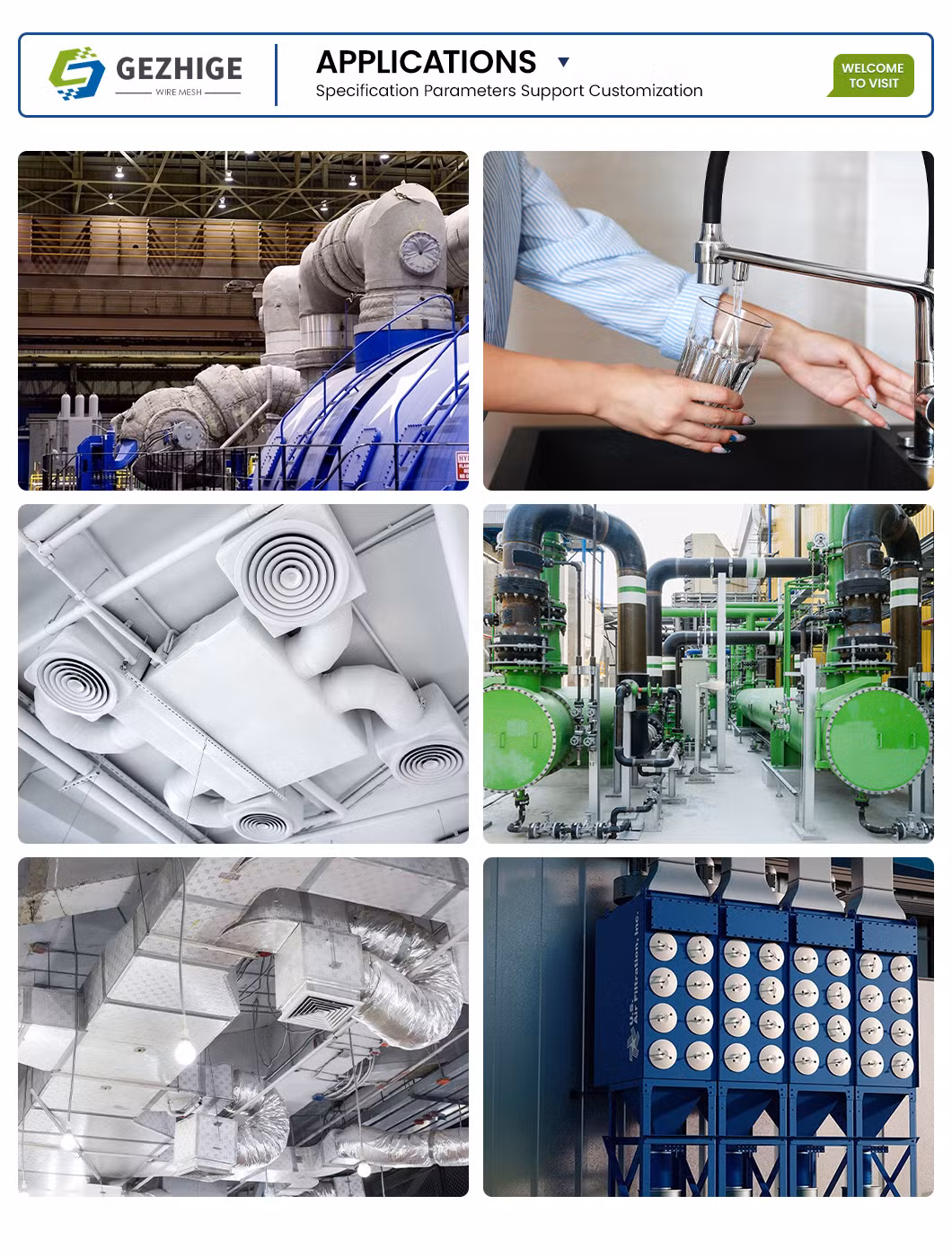 Gezhige Metal Porous Filter Cartridge Fabricators High Efficiency Filter China 5 Gpm Filtration Rate Primary Effect Filter Cotton Air Inlet Filter