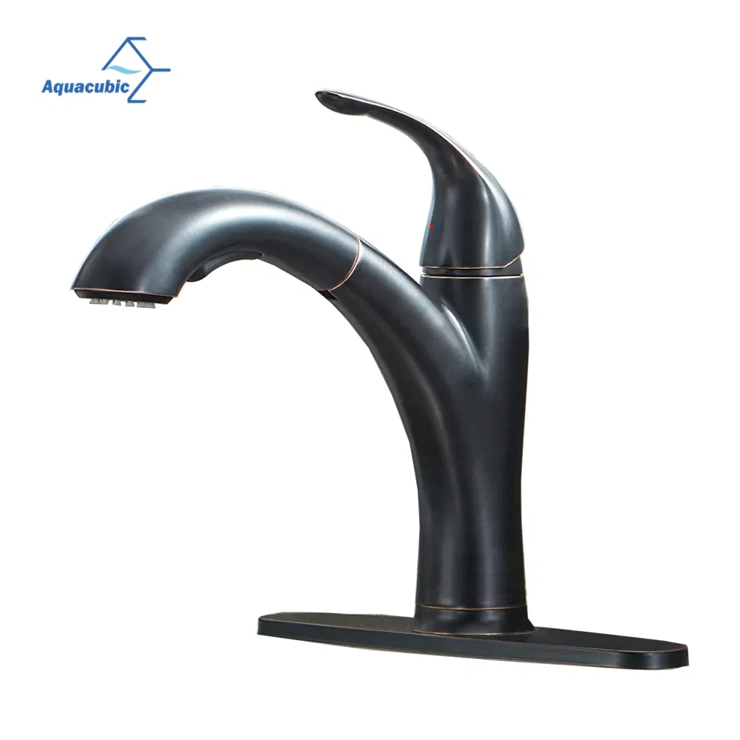 Modern Best Small Oil Rubbed Bronze Single Handle Sink Faucet Pull out Sprayer Kitchen Faucets with Deck Plate