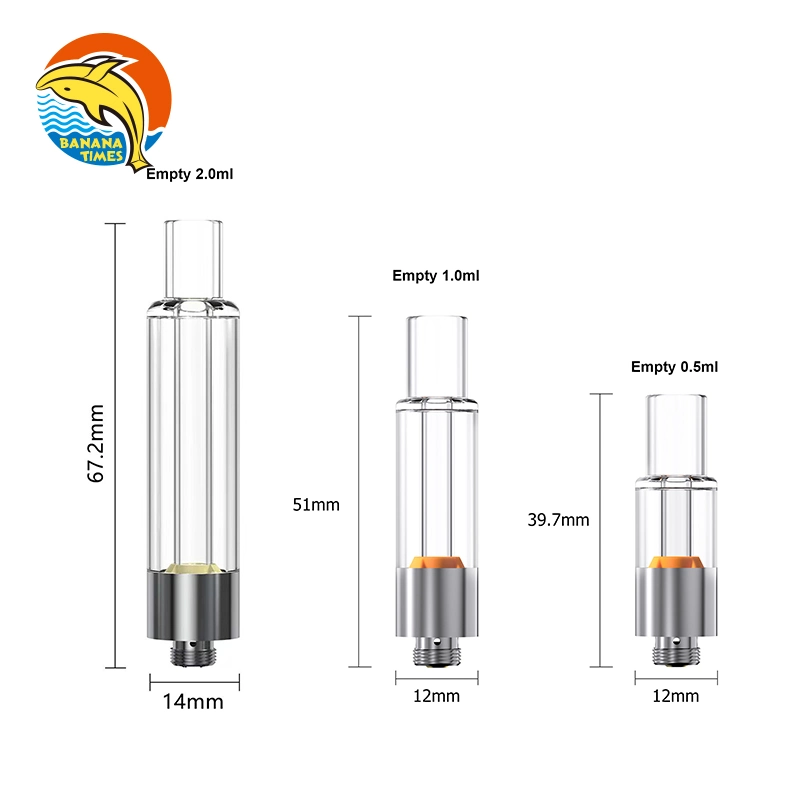 California Wholesale Distributor All Glass 2 Gram Hte Thick Oil Vape Cartridge OEM 1ml 2ml Empty Glass Cartridges with 100% Ceramic Coil