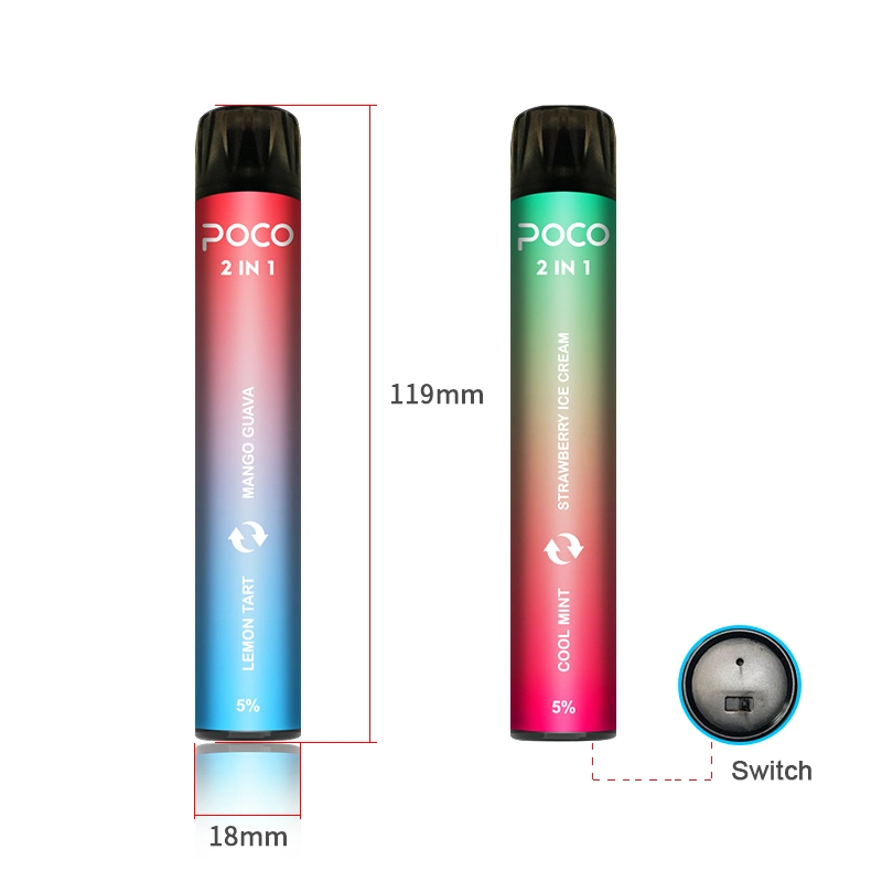 Newest 6ml Capacity Vapes 2000 Puffs Poco 2 in 1 Disposable Vape Pen for Wholesale