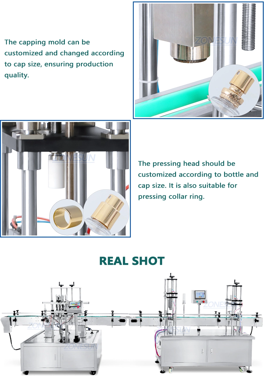 Zonesun Automatic Vacuum Liquid Cosmetic Perfume Sprayer Pump Bottle Filling Capping Machine