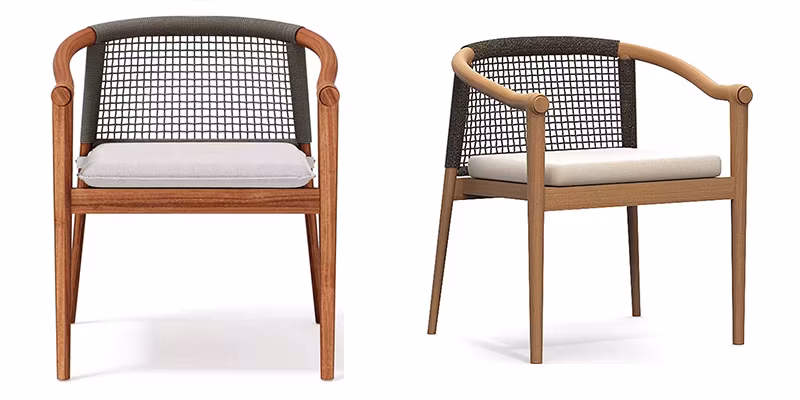 Dining Garden Outdoor Furniture Teak Woven Rope Patio Armchair and Table Set