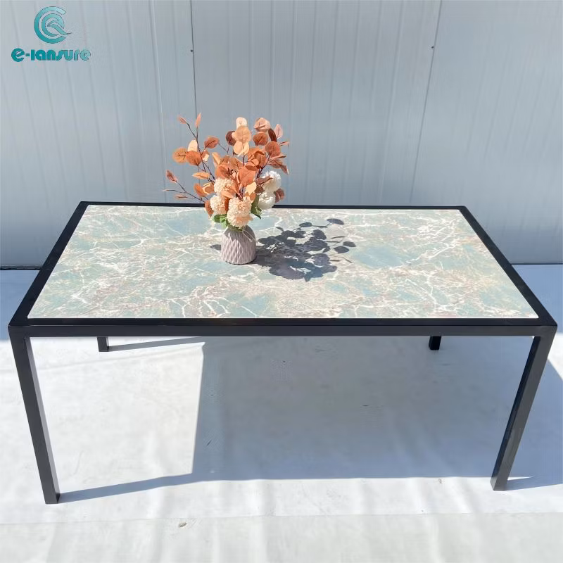 Luxury Simple Casual Outdoor Home Garden Marble Dining Table Aluminum Series