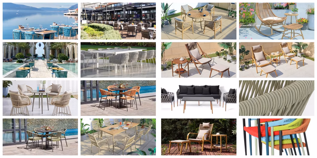 Yh-2099c Aluminum Rope Chair Outdoor Furniture Rope Dining Set Garden Patio Chair