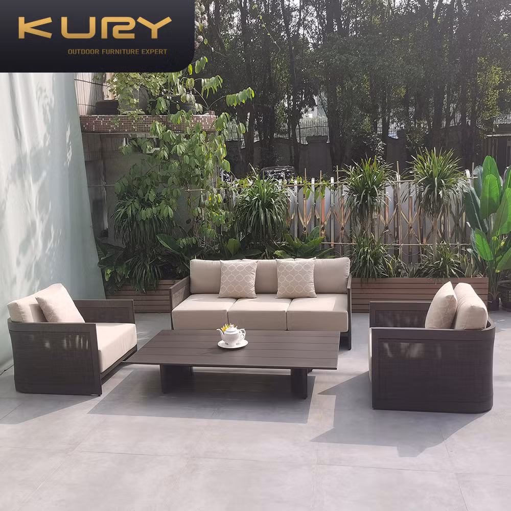 Factory Price Design Modern Luxury Outdoor Home Garden Aluminum All Weather Waterproof Patio Furniture Fabric Seats Sofa Set