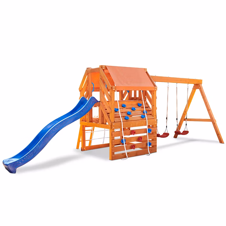 Cute Squirrel Play Center Outdoor Park Backyard Commercial Garden School Children Wooden Climbing Frame Outdoor Playground Swing Set