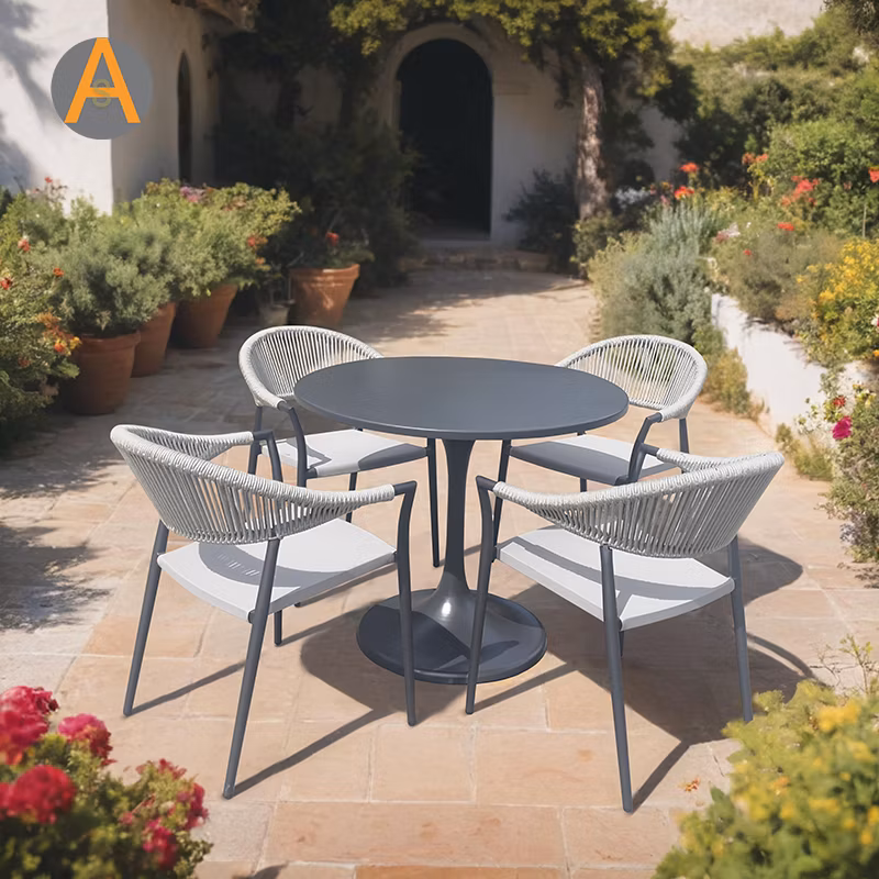 Hot Sale Outdoor Cafe Bar Restaurant Hotel Backyard Patio Villa Terrace Rope Dining Table