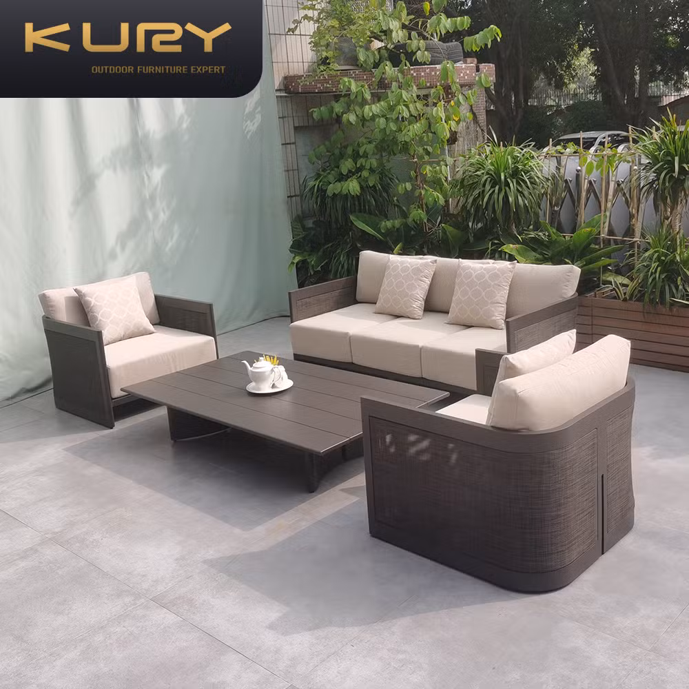 Factory Price Design Modern Luxury Outdoor Home Garden Aluminum All Weather Waterproof Patio Furniture Fabric Seats Sofa Set