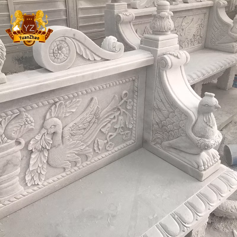 Hand Carved Outdoor Furniture White Marble Garden Stone Bench