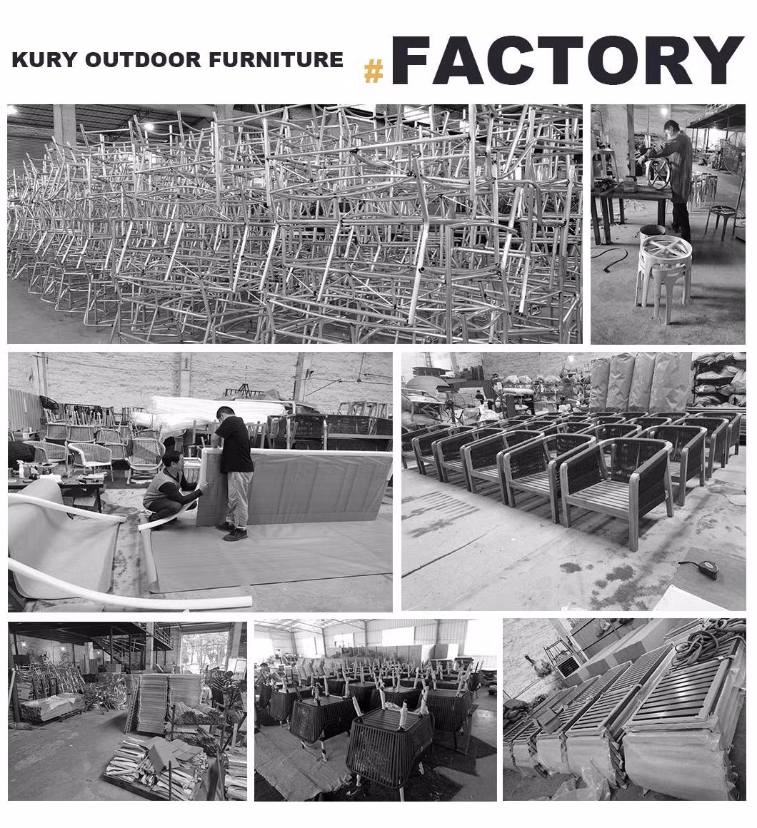 Weatherproof Outdoor Aluminium Patio Garden Furniture Dining Set in Black Chair and Table