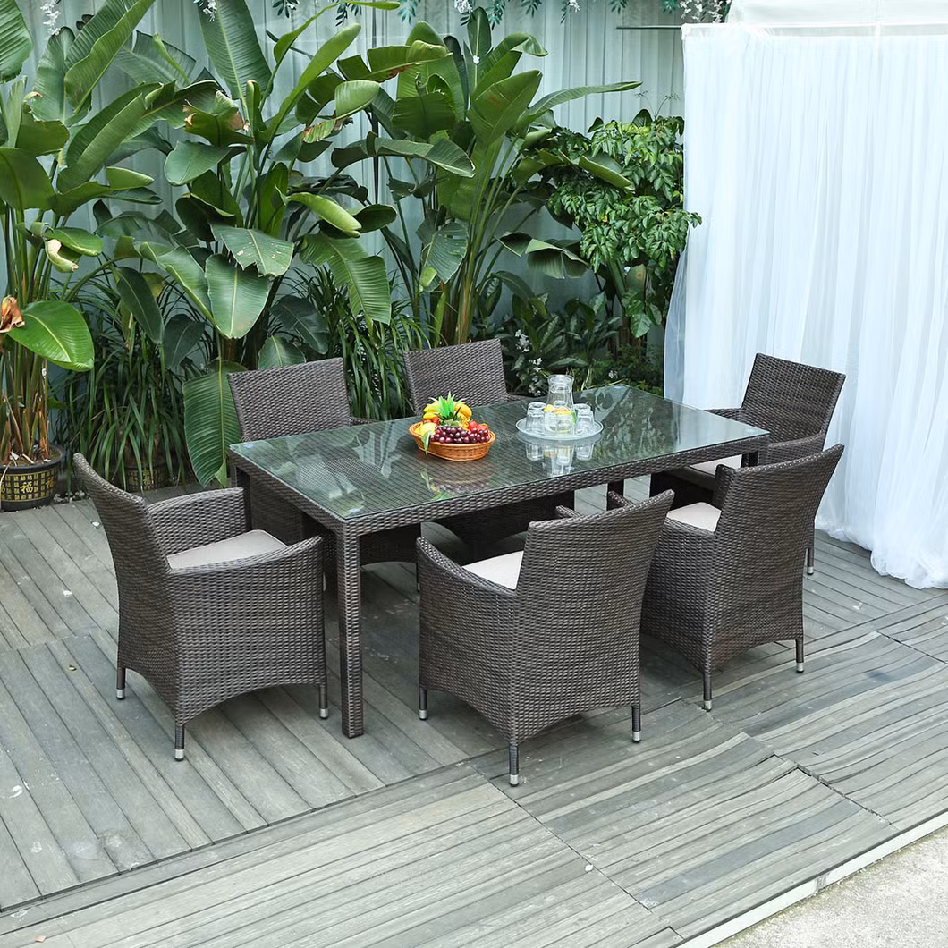 Modern Outdoor White Rattan Restaurant Patio Furniture Garden Dining Set Outdoor Sofa Chair