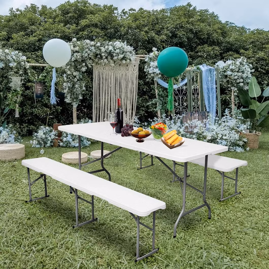 Wholesale Portable Fold up Outdoor Garden Camping Exercise Gym Event 6FT HDPE Plastic Folding Bench