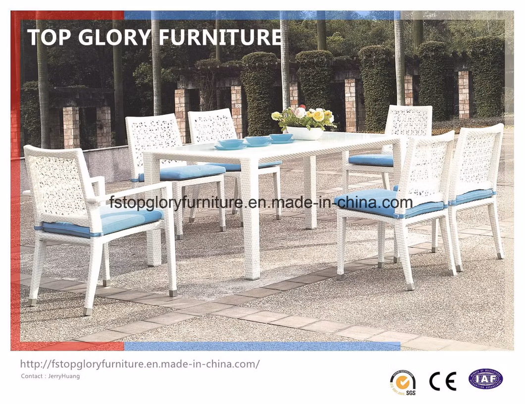 Modern Outdoor White Rattan Restaurant Patio Furniture Garden Dining Set Outdoor Sofa Chair