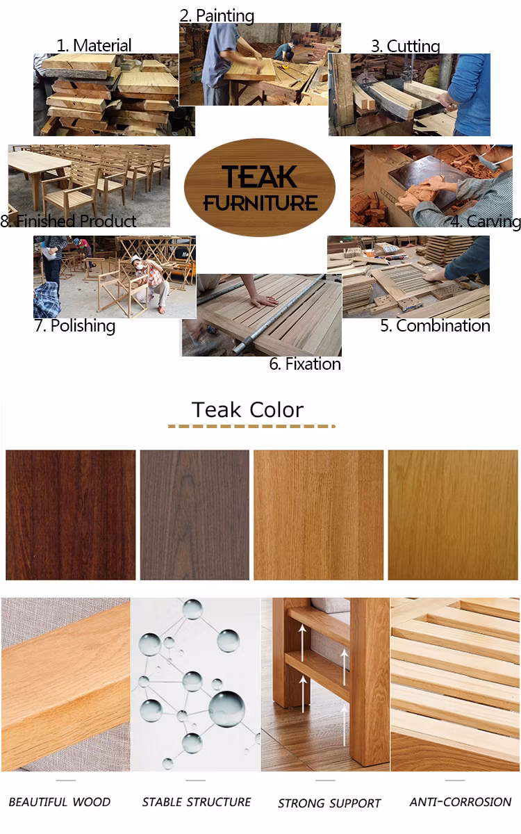 Outdoor Teak Wood Dining Table Set Hotsale in The Middle East and Dubai