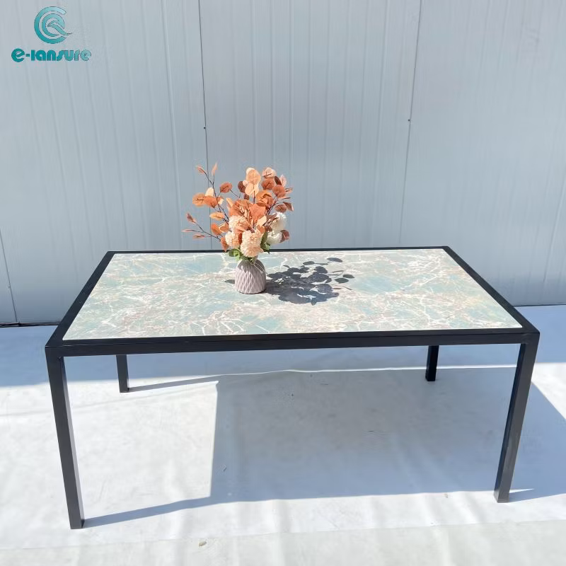 Luxury Simple Casual Outdoor Home Garden Marble Dining Table Aluminum Series