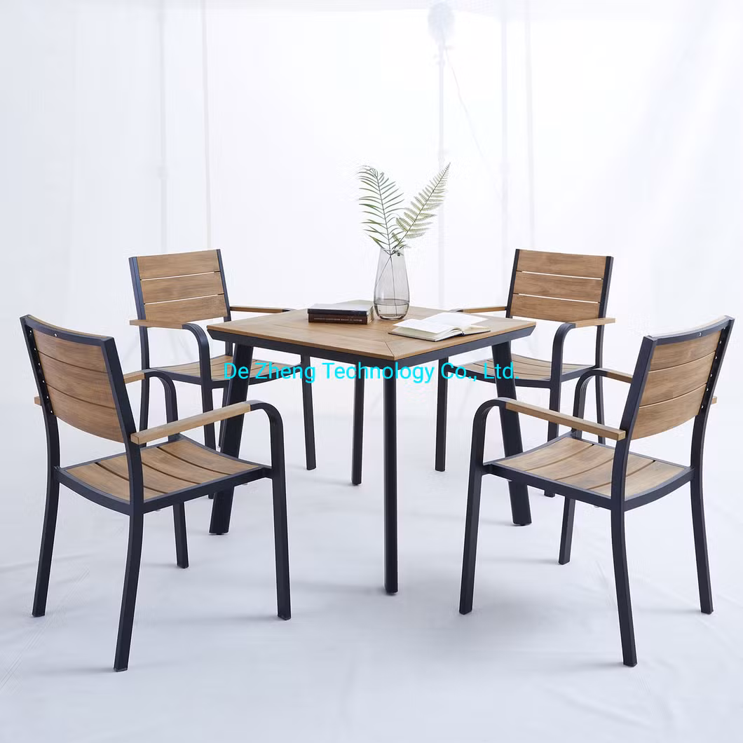 Factory Wholesale Teak Wood Garden Outdoor Patio Aluminum Leg Table for Restaurant