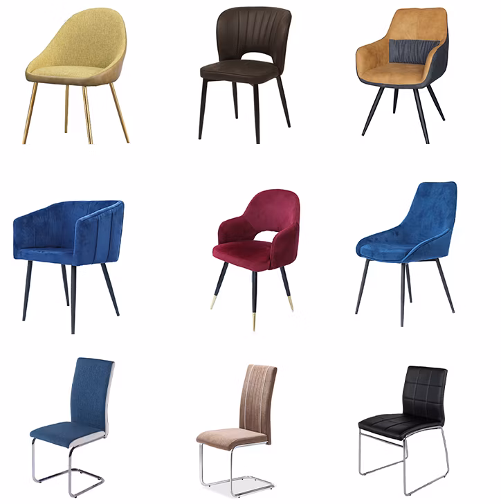 Modern Restaurant Furniture Comfortable Fabric Coffee Metal Dining Chair for Home Hotel Garden Outdoor Banquet
