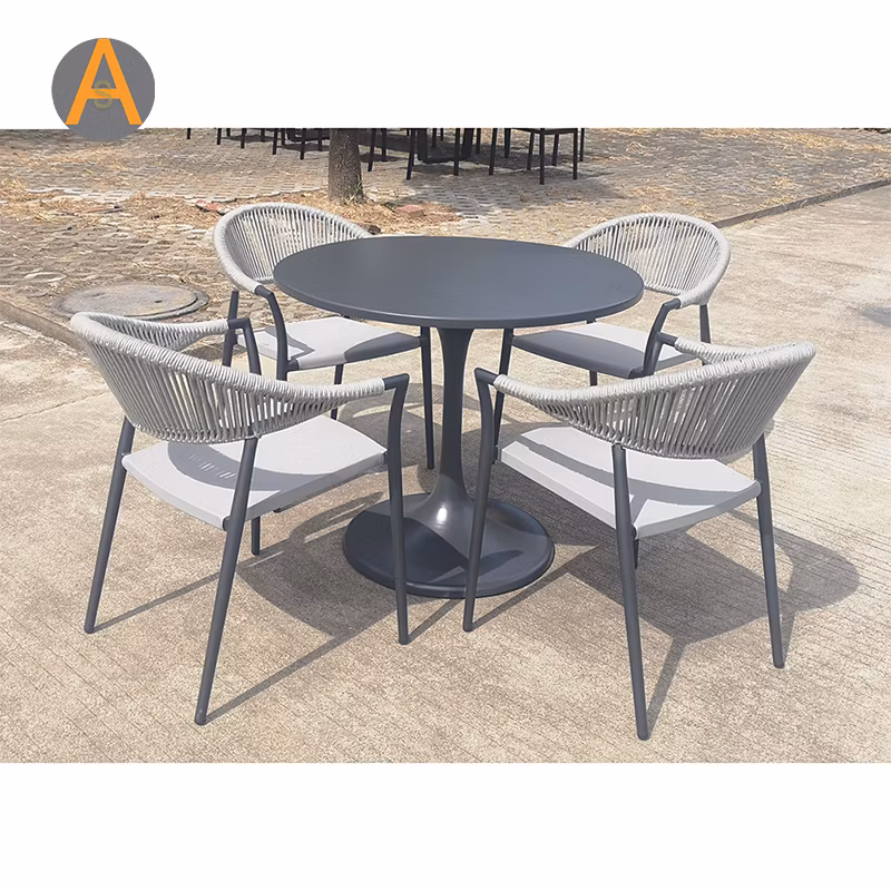 Hot Sale Outdoor Cafe Bar Restaurant Hotel Backyard Patio Villa Terrace Rope Dining Table