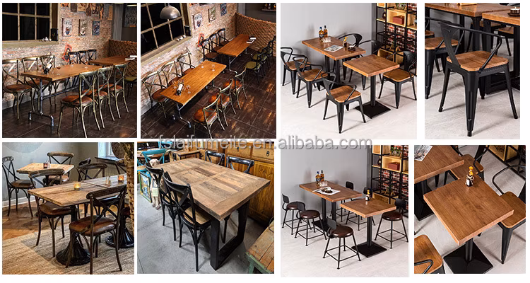 Luxury Modern Hotel Restaurant Dining Room Chair Rustic Wooden Outdoor Cafe Dining Tables and Chairs for Fast Food Restaurants