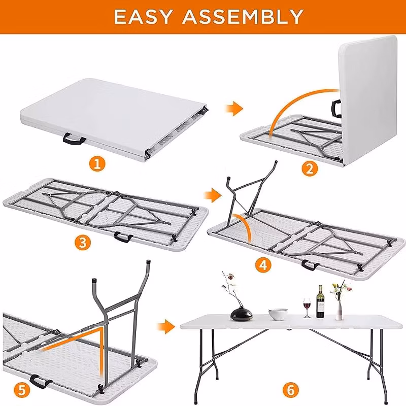 Wholesale HDPE Portable Fold in Half Party Banquet Garden Outdoor 60inch 5FT Plastic Easy Folding Table for Events