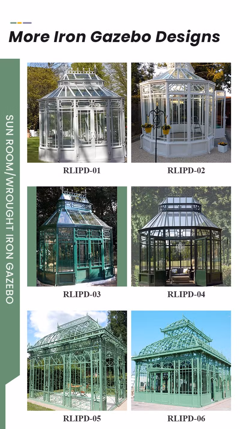 Outdoor White Wrought Iron Garden Gazebo Large Modern Orangery Sunroom