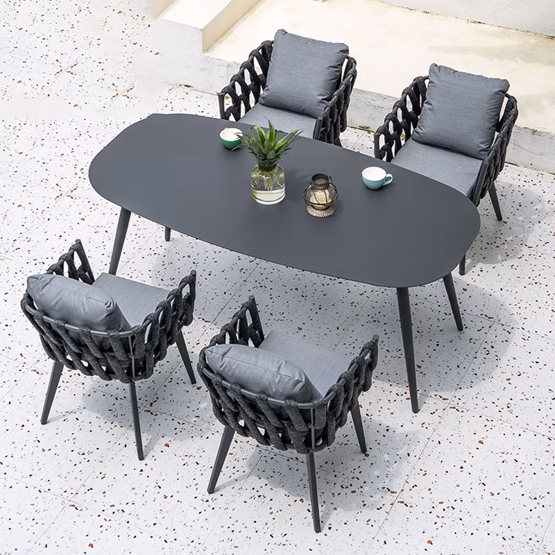 Garden Furniture Chair Outdoor Metal Chair Outside Rope Weave Restaurant Commercial Patio Dining Chair