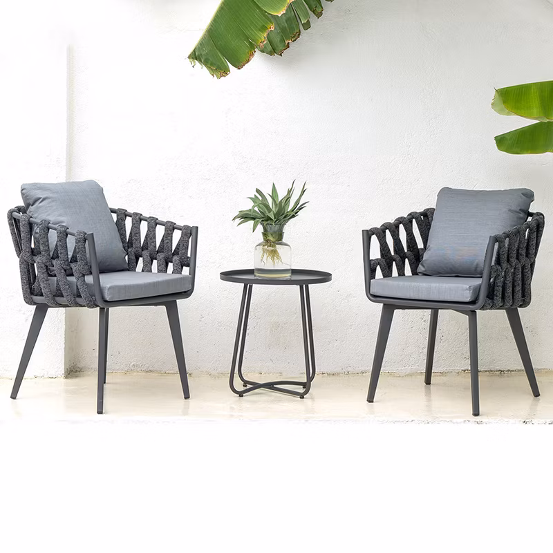 Garden Furniture Chair Outdoor Metal Chair Outside Rope Weave Restaurant Commercial Patio Dining Chair