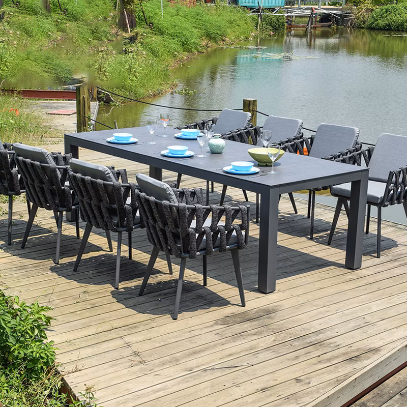Garden Furniture Chair Outdoor Metal Chair Outside Rope Weave Restaurant Commercial Patio Dining Chair